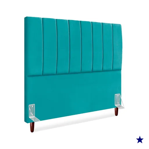 Cabeceira Queen 160 cm Com Frame Carla Suede Azul Turquesa Artte