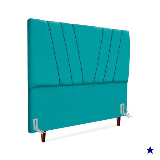 Cabeceira Queen 160 cm Com Frame Belgica Suede Azul Turquesa Artte