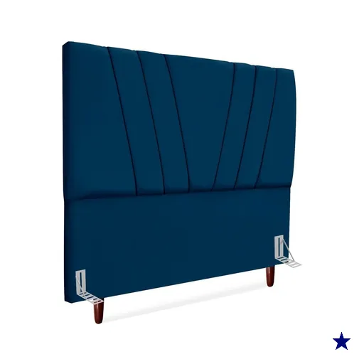 Cabeceira Queen 160 cm Com Frame Belgica Suede Azul Marinho Artte
