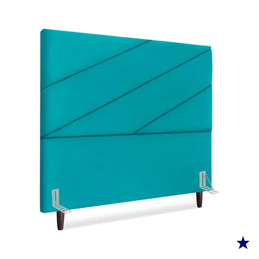 Cabeceira Queen 160 cm Com Frame Cristal Suede Azul Turquesa Artte