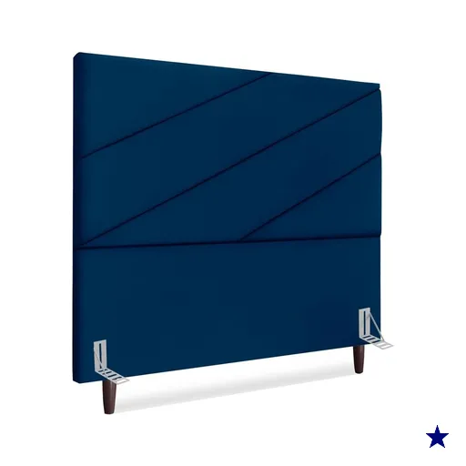 Cabeceira Queen 160 cm Com Frame Cristal Suede Azul Marinho Artte