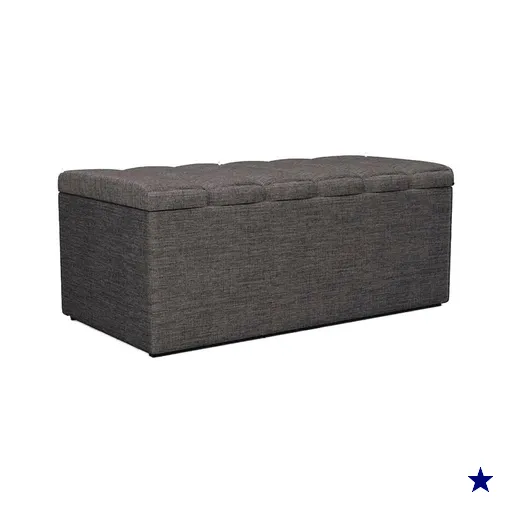 Recamier Calcadeira Bau 90 cm Dalia Linho Cinza Escuro Artte