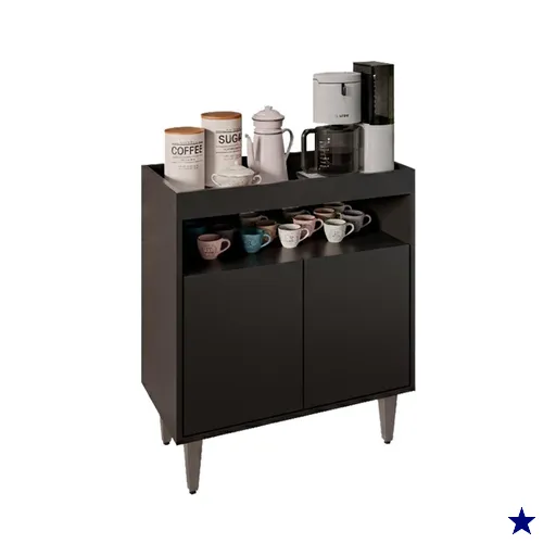 Balcao Aparador Multiuso 2 Portas BP Alice 71 cm Eratto Moveis - Preto