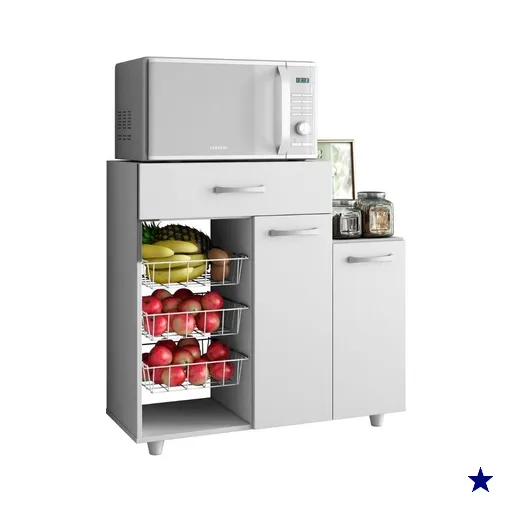 Balcao Para Forno Com Fruteira 2 Portas 90 cm Branco ARMoveis