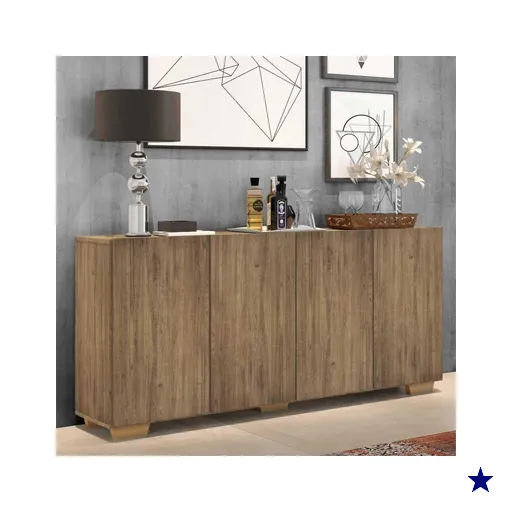 Aparador Buffet 4 Portas c/ Pés Quadrados Veneza Multimóveis Rustic/Natural