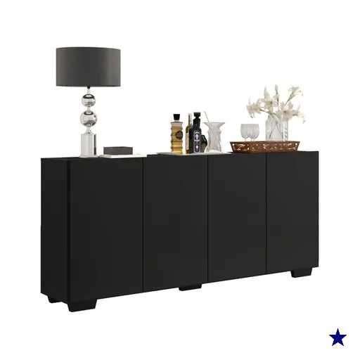Aparador Buffet Multimóveis Veneza 4 Portas FG3557 Preto