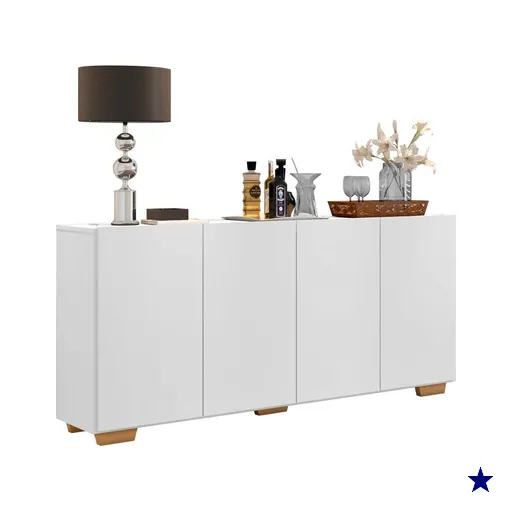 Aparador Buffet Multimóveis Veneza 4 Portas FG3557 Branco/Natural
