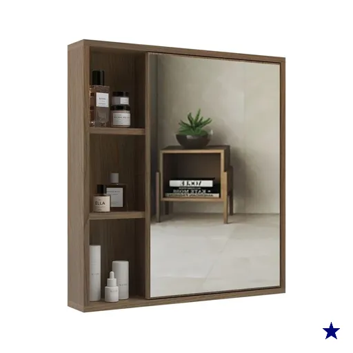 Espelheira para Banheiro 60cm com Nichos Multimóveis CR10112 Noce