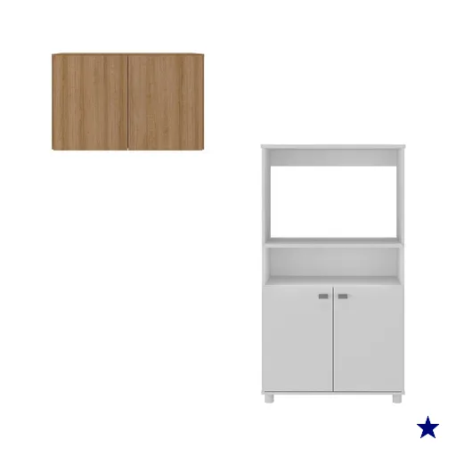 Kit Armário de Cozinha 2 Portas com Balcão Multiuso Multimóveis MP2236