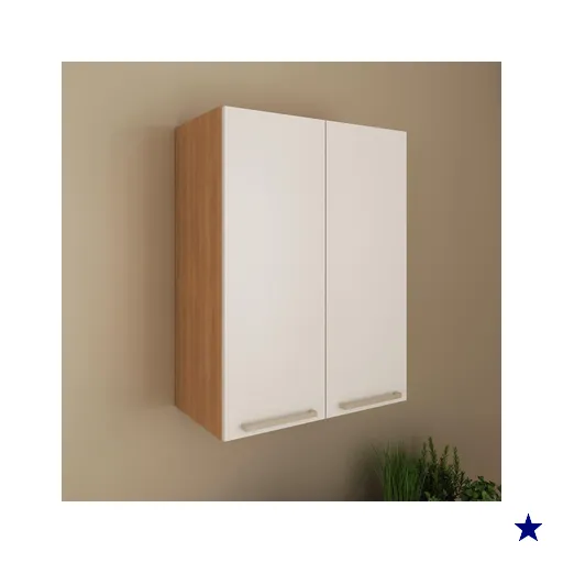 Armário de Cozinha Aéreo com 2 Portas 60cm Multimóveis CR20426 Freijó/Branco