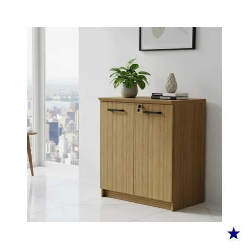 Balcão de Escritório 2 Portas com Chave 70cm Multimóveis CR25344 Amêndoa