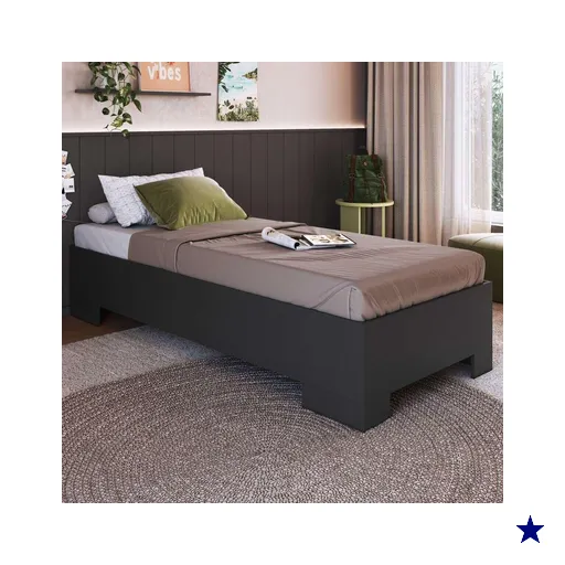 Cama de Solteiro para Colchão 188x78cm Multimóveis CR40134 Grafite
