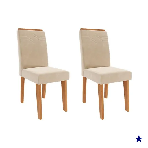 Kit 2 Cadeiras de Cozinha Taís 2 Un Cinamomo/Suede Nude Bege - Cimol