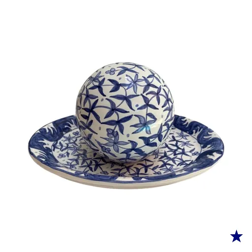 Kit decorativo Bola e Prato Tema Portugues ceramica Pintada