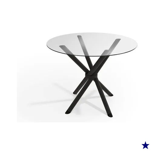 Mesa de Sala Jantar Volga c/ Tampo de Vidro Redondo 95cm Preto - Kappesberg