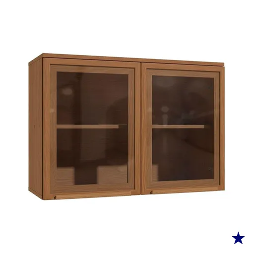 Armário Aéreo p/ Cozinha Linna T732 c/ 2 Portas c/ Vidro 80cm Canela -…
