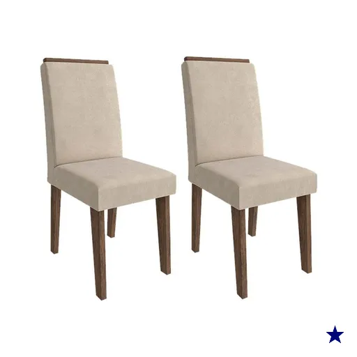 Cadeira Sala de Jantar Milena Kit 2 Un Marrocos/Suede Bege - Cimol