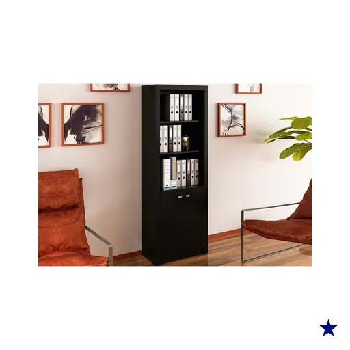 Estante Livreiro de Escritório ME4110 c/ 2 Portas e 3 Prateleiras Preto -…