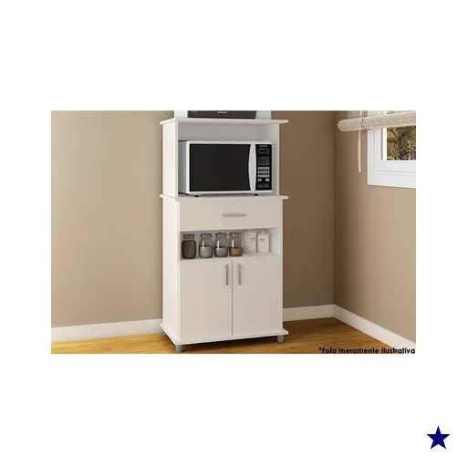 Multiuso de Cozinha Balcão  ASM151 c/ 2 Portas e 1 Gaveta Branco - Movelbento