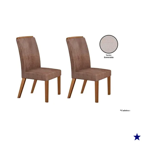 Kit 2 Cadeiras Sala Jantar Lunara Madeira 2 Un Capuccino/Linho Esmeralda -…