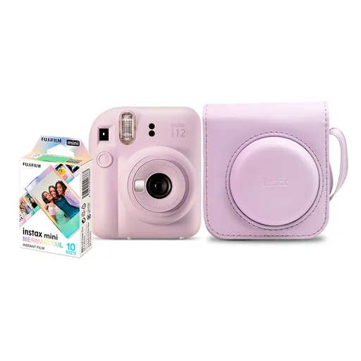 Kit Câmera Analógica Fujifilm Instax Mini 12 Lilás Mermaid com Bolsa e Pack…