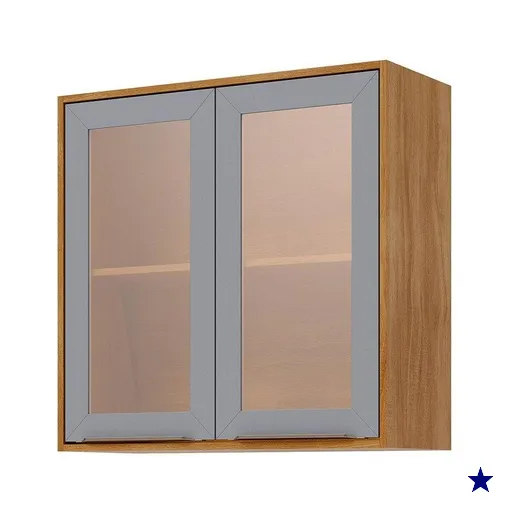Armário de Cozinha Modulado Brilhante c/ 2 Portas 80cm Cinamomo/Platina - MGM