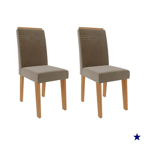 Cadeira Sala de Jantar Taís Kit 2 Un Savana/Nature-Suede Pluma-Joli Capuccino…