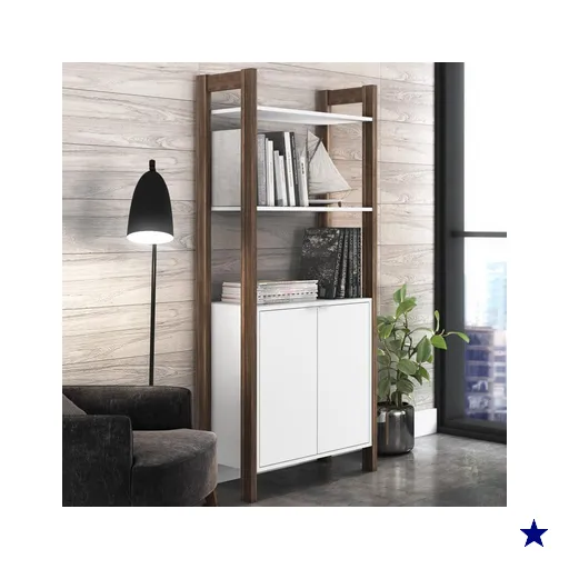 Estante Para Livros 2 Portas 65 Cm Az1009 Branco/nogal - Tecno Mobili