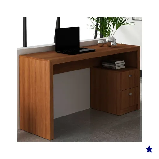 Mesa Para Escritório 2 Gavetas Amendoa Me4130 - Tecno Mobili
