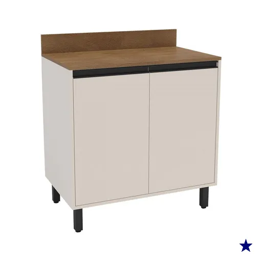 Balcão de Cozinha 80 Cm Koya 2 Portas Creme - Politorno