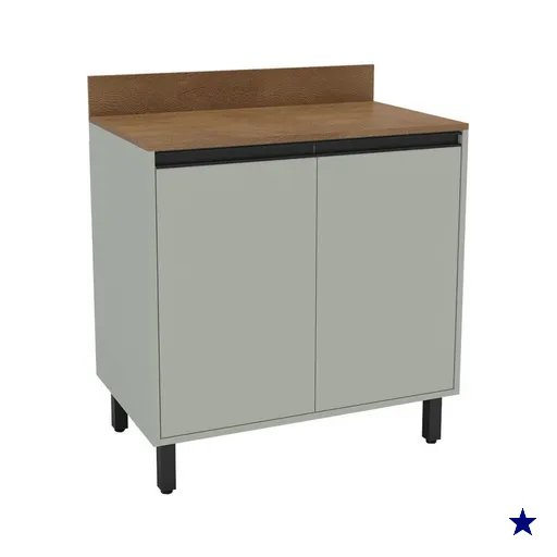 Balcão de Cozinha 80 Cm Koya 2 Portas Verde Oliva - Politorno