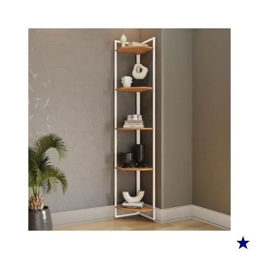 Estante para Livros Annecy 5 Prateleiras Canela/Branco Brilho - Kappesberg