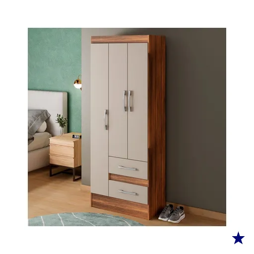 Guarda-Roupa Solteiro Sartori 3 Portas 2 Gavetas  Castanho/Off White - Pnr…