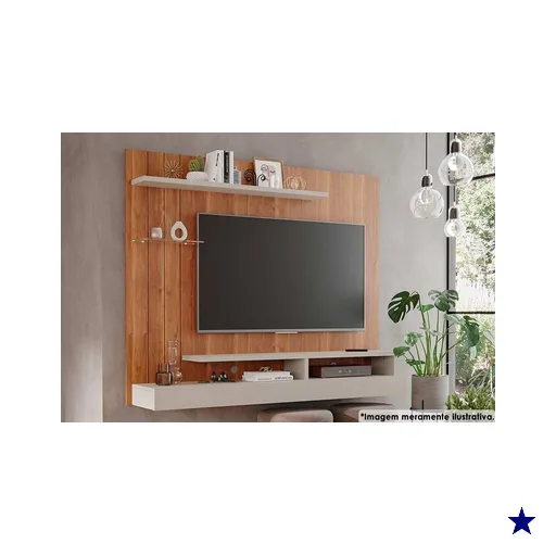 Painel Quarto p/ TV até 50 Polegadas Valência Plus c/ Prateleira e Nichos…