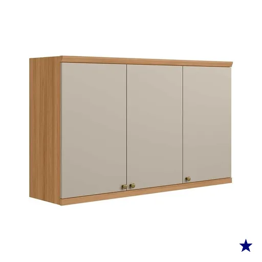Armário de Cozinha Modulado Selene c/ 3 Portas 120cm Jequitiba/Off White Fosco…