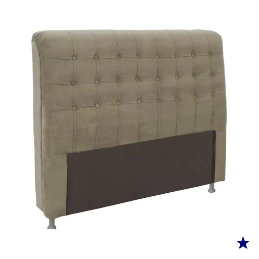 Cabeceira Cama Box Estofada Casal Casal Dama Plus Suede Marrom Taupe - Simbal
