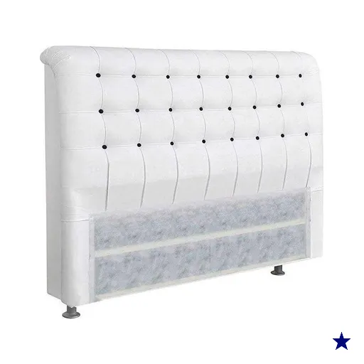 Painel de Cama Box Estofada Casal Dama Plus Courano Branco/Preto - Simbal