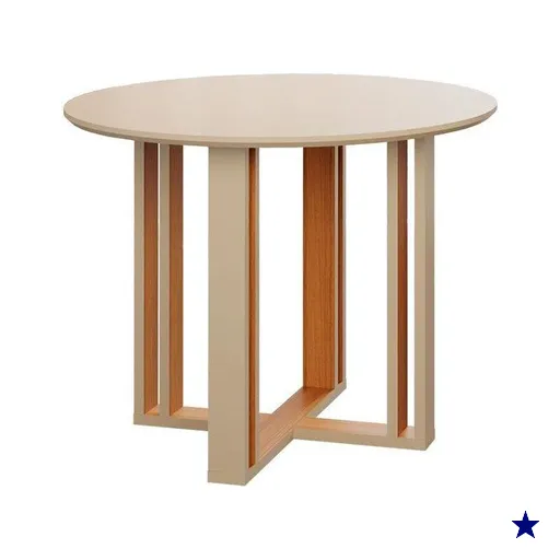Mesa de Sala Jantar Flora c/ Tampo Madeirado 109cm Nature/Off White - Cimol