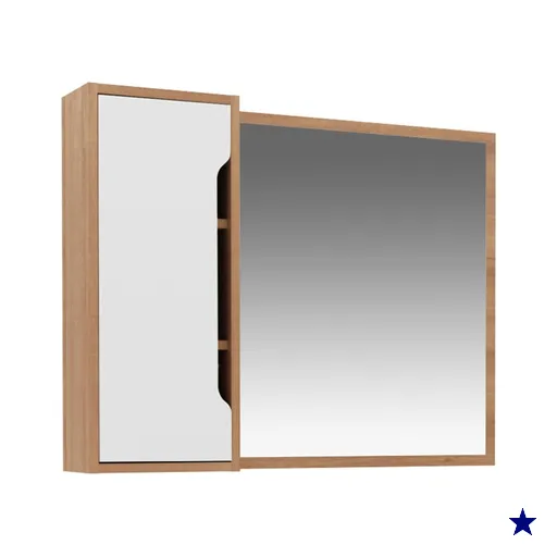 Espelheira Suspensa BN3645 para Banheiro 80x60cm com Porta Amêndoa Branco…