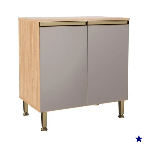 Balcão Cozinha Movelbento Rebeca c/2 Portas 80cm Mel/Cinza