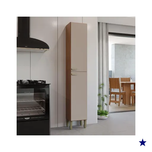 Paneleiro Simples Modulado Fidelitá Mariana 35cm 2 Portas Freijó/Camurça