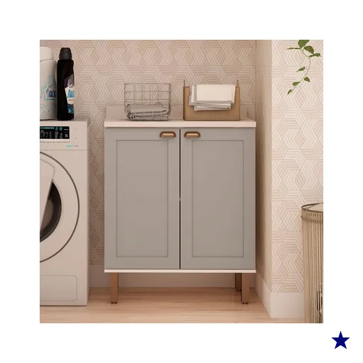 Balcão de Cozinha 80cm Iluminata 100% Mdf 2 Portas Branco/Fendi - Genialflex