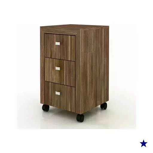 Gaveteiro Para Escritorio 03 Gavetas ME4108 Nogal Tecno Mobili