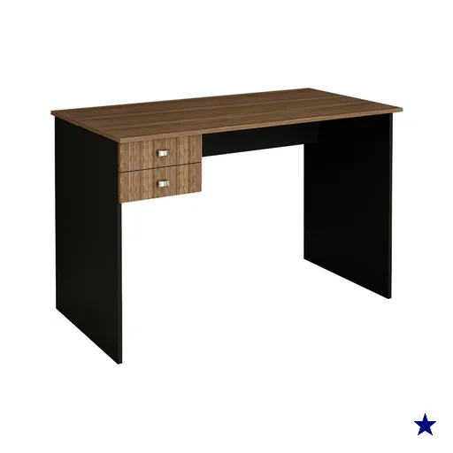Escrivaninha Mesa Escritorio 2 gavetas ME4165 Nogal Preto Tecno Mobili