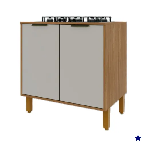Balcão Cozinha 2 Portas 80cm Paris Indekes Freijo/Off White