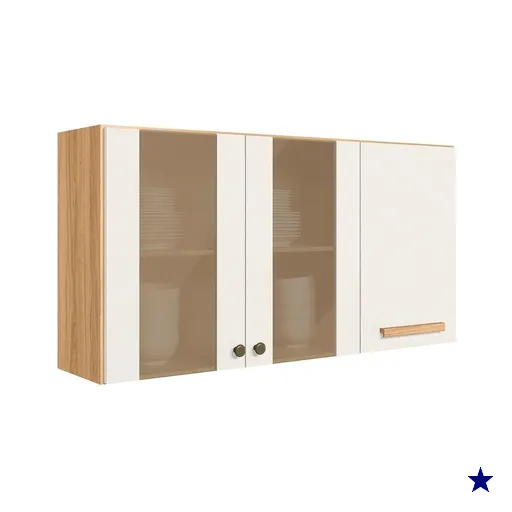 Armario Aereo 3 PT 120 cm 16982 Freijo Off White Cristal Nicioli