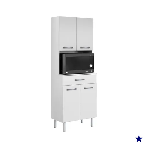 Paneleiro Torre Quente 4 Portas 1 Gaveta 172x61 cm Bali Branco ARMoveis