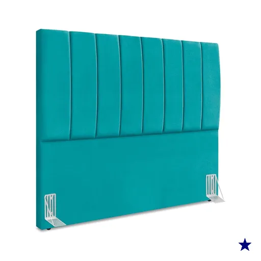 Cabeceira Casal 140 cm Com Frame Dalia Suede Azul Turquesa Artte