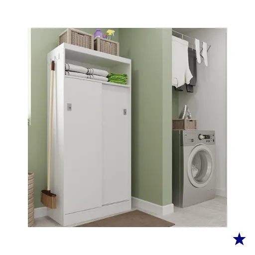 Armário Utilitário Lavanderia 2 Portas Carraro - Branco