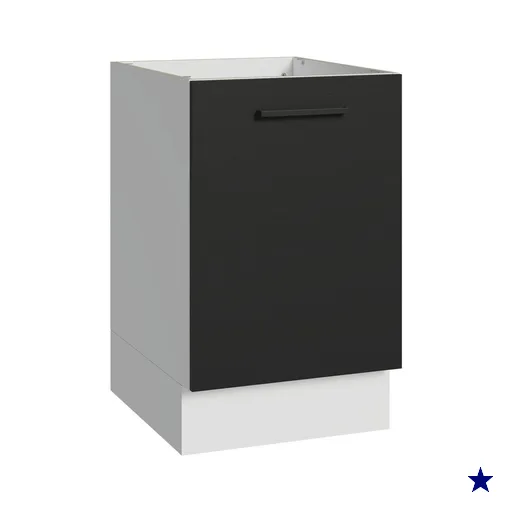 Balcão de Cozinha 50cm 1 Porta (Sem Tampo) Branco/Preto Agata Madesa